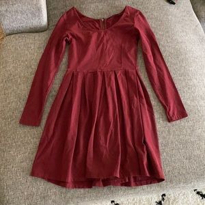 Crimson pleated long sleeve Talula dress